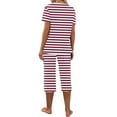 thumbnail image 5 of Tnhcen 2 Piece Summer Women's Cotton Pajama Sets V-Neck Tops with Capri Pants Sleepwear Homewear Set S-2XL, 5 of 7