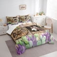 thumbnail image 4 of Homewish Cartoon Rustic Donkey Twin Bedding Sets 7-Piece for Kids, Western Green Cactus Bedding Comforter Set, Countryside Theme Sheet Sets, Microfiber Bedroom Decor, 4 of 8