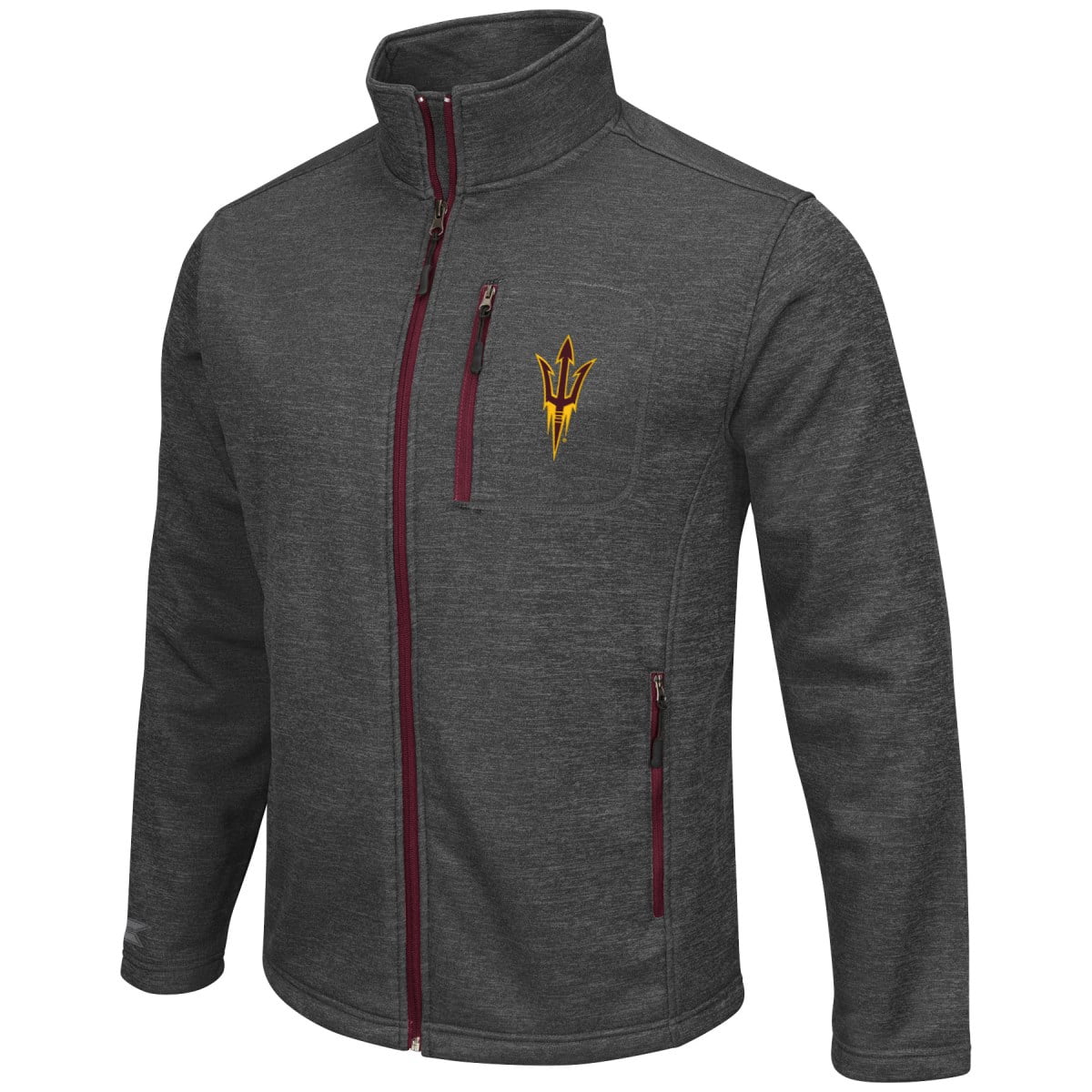 Arizona State Sun Devils NCAA Backfield 2 Full Zip Men's Heather Charcoal Jacket by Colosseum