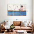 thumbnail image 2 of Elephant Stock Classic Lighthouse Wall Art - Horizontal Multi Panel Canvas - Living Room Wall Decor - Nautical Multi Panel - Blue And Brown Decor - 57" x 36", 2 of 4
