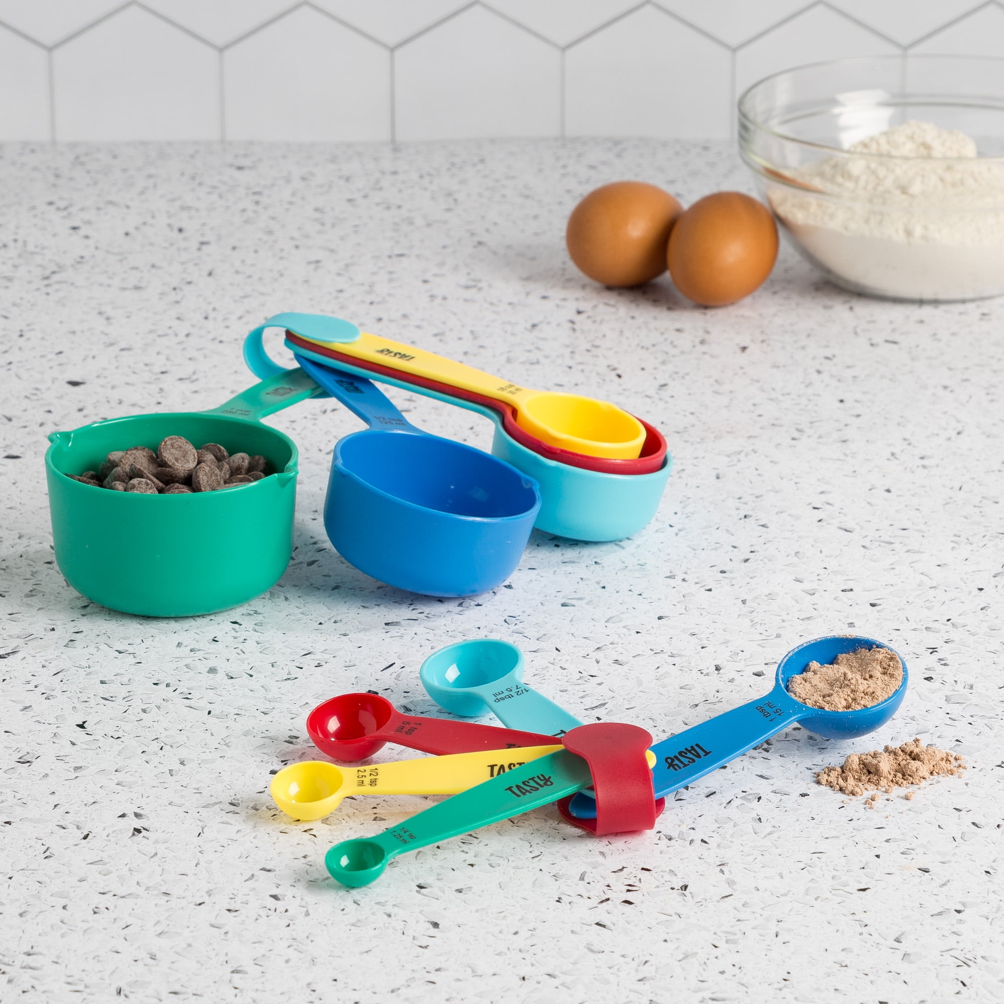 Tasty 10 Piece Measuring Cups and Spoons Set with Pour Spouts