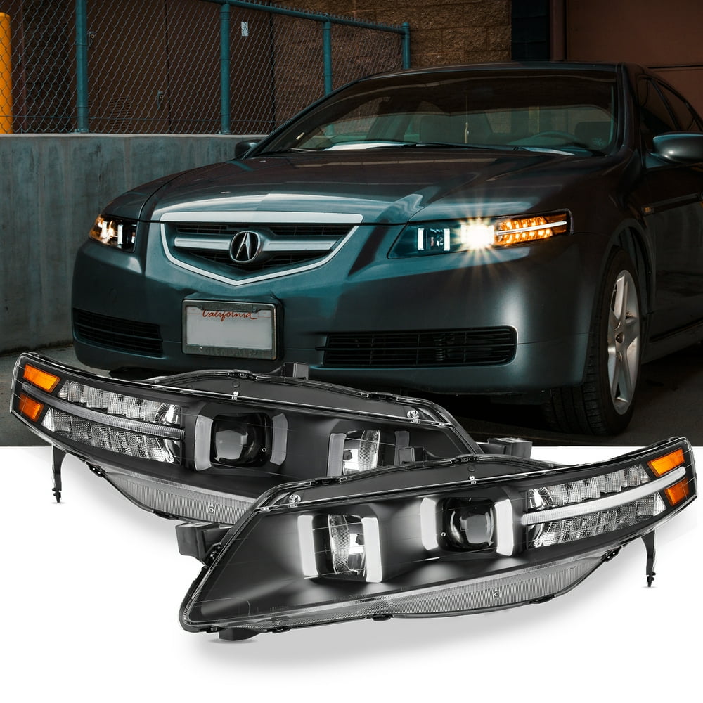 [Black] Fits 2004-2008 UA7 Acura TL LED Projector Headlights Headlamps