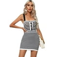 thumbnail image 2 of KRE Prime Women Striped Straight Neck Bodycon Dress, 2 of 8
