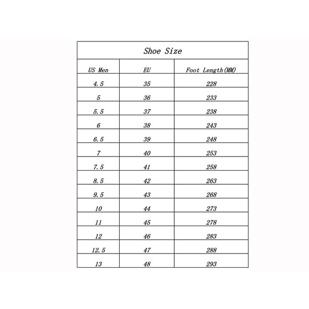 Safety shoes sale size conversion chart