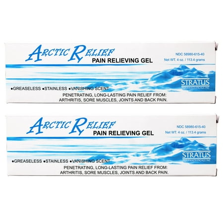 Arctic Relief Pain Relieving Gel , Long-Lasting Relief from Arthritis, Sore Muscles, Joints and Back, 3.5% Natural Menthol, 4 OZ - 2 Pack
