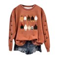 thumbnail image 1 of Rbaofujie Sweat à Capuche pour Filles Mode Décontractée Imprimé Col Rond Manches Longues Chandails en Molleton Amples Orange Mignons, 1 of 3