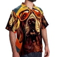 thumbnail image 2 of Retro Dog Men's Short Sleeve Spread Collar Button Down Beach Print Casual Shirts, 2 of 6