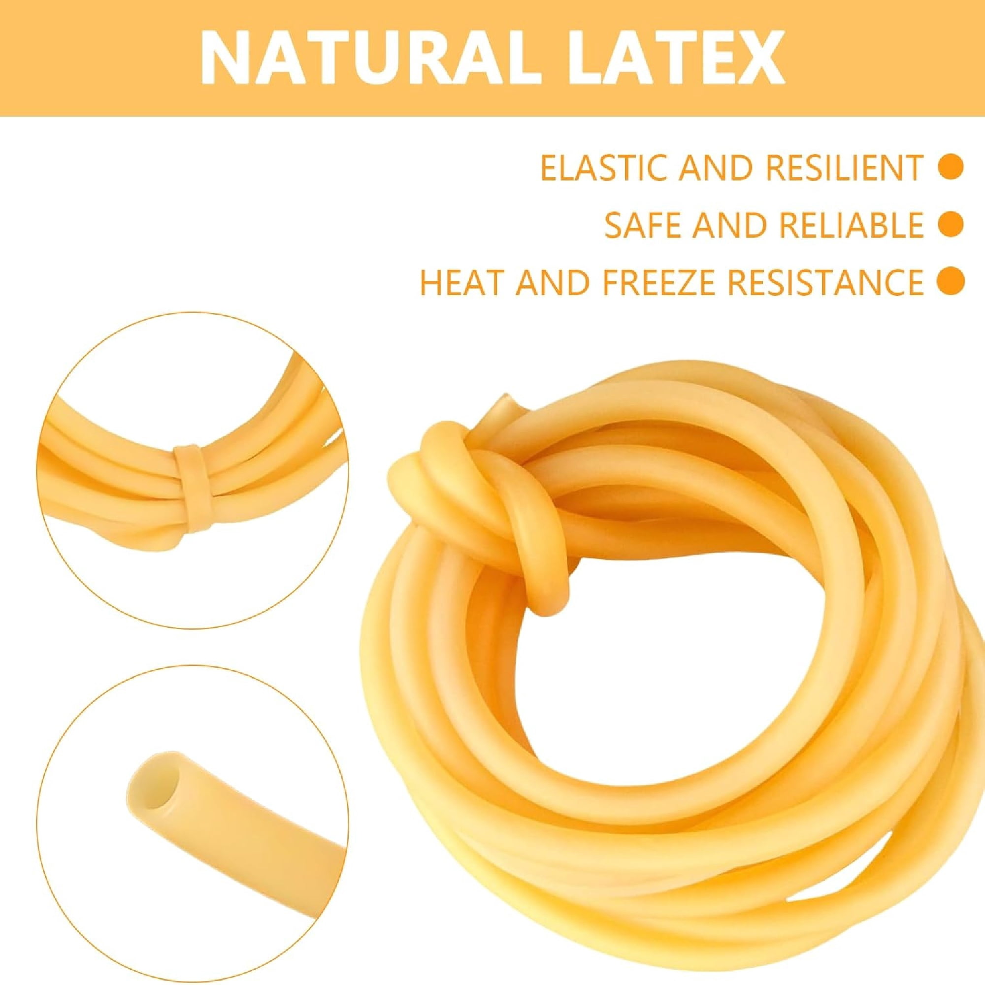 Black Natural Latex Rubber Tubing,Bexikou 1/4" (6mm) ID x 3/8" (9mm) OD Highly Elastic Band Tubes,16.4ft Length Latex Hose Tube for Home/Laboratory/Sporting