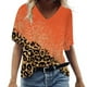 thumbnail image 2 of ICHUANYI Clearance Women Fashion Summer Sexy Fold Printed Regular Women Short Sleeves V Neck Button Top(Orange, S) ICHUANYI WER2023081113648, 2 of 5