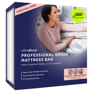 Image of Ultrablock Mattress Bag for Moving  Storage or Disposal  Extra Thick King Size Bags  Heavy Duty Tear & Puncture Resistant Plastic Cover