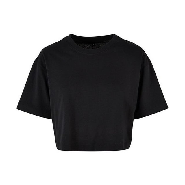 Build Your Brand Womens Oversized Short-Sleeved Crop Top