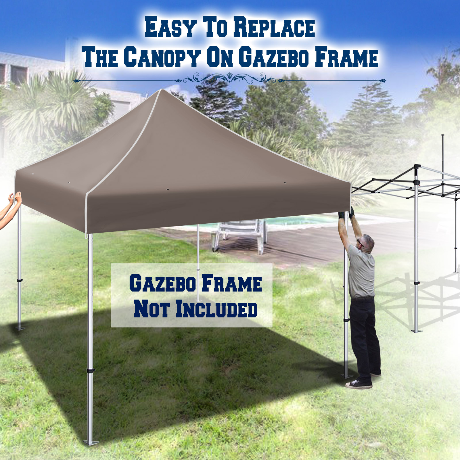 Sunrise Ez pop Up Instant Canopy 10'X10' Replacement Top Gazebo