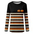 thumbnail image 4 of DORKASM Women's Halloween Shirts Long Sleeve Funny Print Comfy Tshirt Crew Neck Skeleton Ghost Graphic Vacation T Shirt Pumpkin Fall Winter Causal Pullover Saffron 2XL, 4 of 4