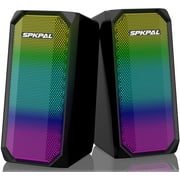 SPKPAL Computer Speakers,10W USB-Powered Gaming Speakers for Desktop with Dynamic RGB Light Up,3.5mm Aux & Bluetooth