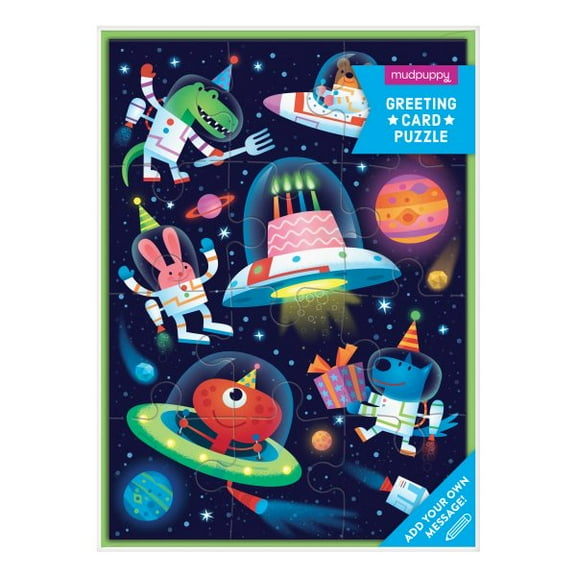Cosmic Party Greeting Card Puzzle (Jigsaw)
