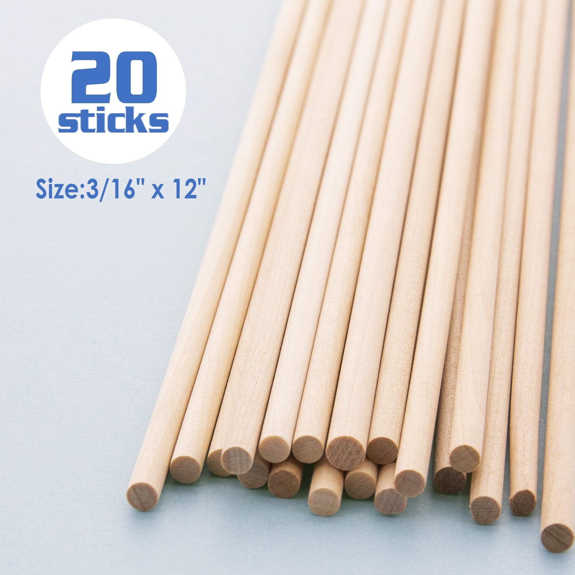Keadic 160-teiliges Set Holz-Dübel – 5 Größen (1/8" Bis 3/8"), Je 6 Zoll Lang, Natur, Für Basteln & Torten