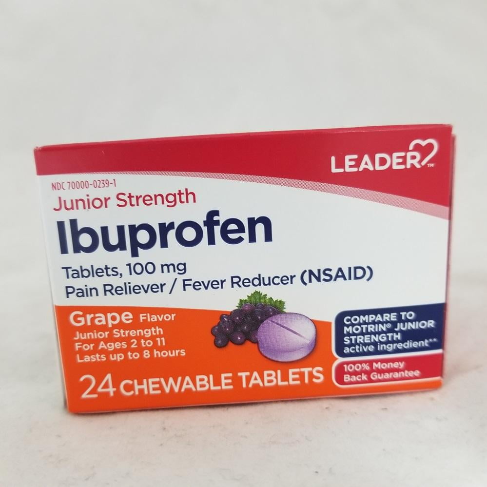 Leader Junior Ibuprofen Chewable Tablets, Grape, 24ct 096295131147A299