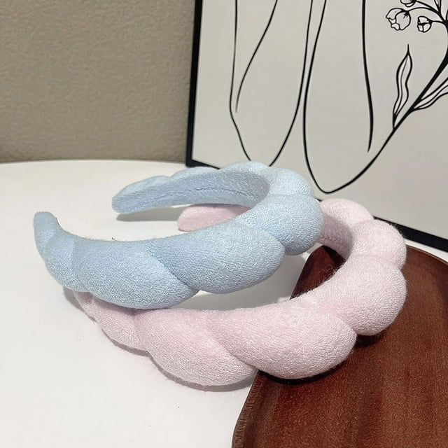 Diadema SPA para lavarse la cara, 3 piezas de burbujas hinchadas para lavar la cara para maquillaje/cuidado de la piel, toalla de rizo antideslizante para el cuidado de la piel, banda para e