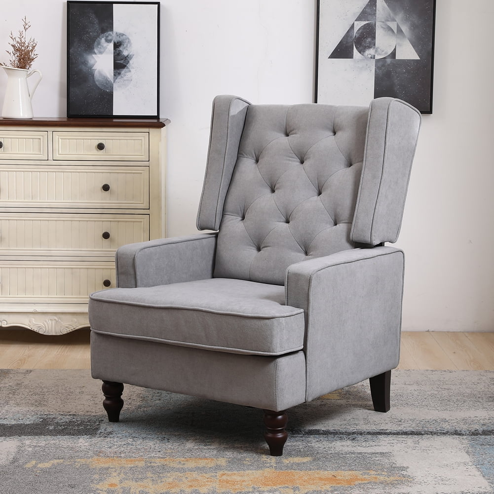 Kepooman Tufted Upholstered Wingback Accent Chair Rocker w/Wood Frame, Gray Kepooman Tufted Upholstered Wingback Accent Chair Rocker w/Wood Frame, Gray
