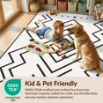 thumbnail image 4 of Design&I 6'x9' Washable Area Rug Sleek Flatweave Pet Friendly Black White Geometric Precision Design Symmetrical with Bold Accents for Queen Size Bedroom, Under Bed, 4 of 7