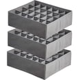 thumbnail image 1 of Organizador de cajones plegable de tela no tejida (3 piezas), 24 compartimentos para calcetines, sujetadores, corbatas y cinturones (gris claro), 1 of 4