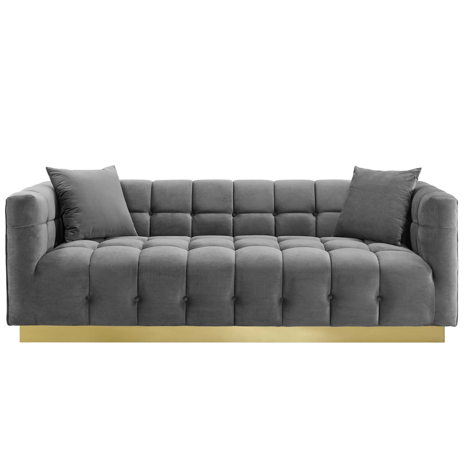 Biscuit Tufted Performance Velvet Sofa, Gray - Walmart.com - Walmart.com