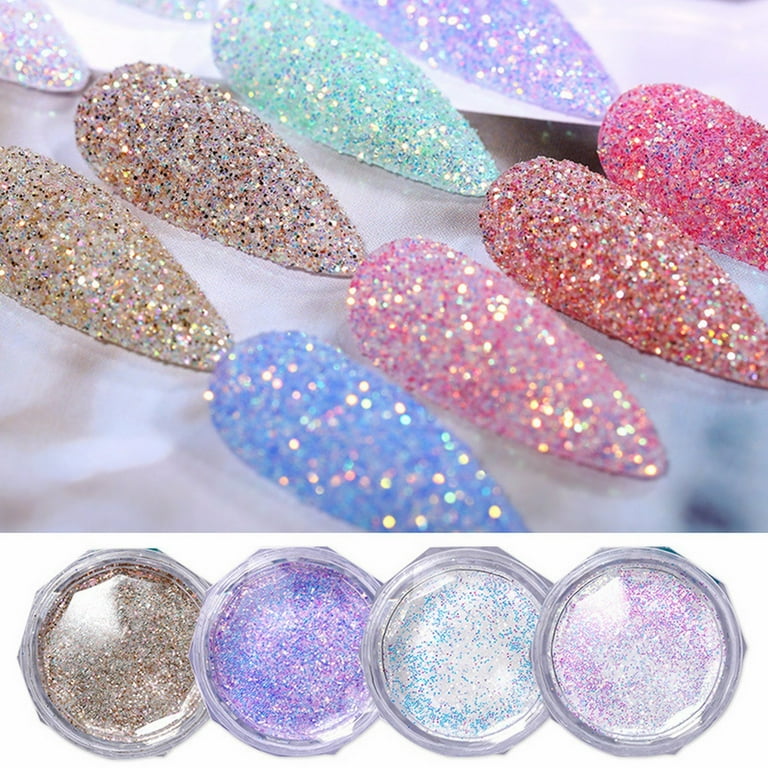 Holographic Nail Glitter Powder, Nail Art Supplies 3D Sparkle Nail Art  Pigment Colorful Shiny Glitter Mermaid Pearl Powder Dust Summer Effect for