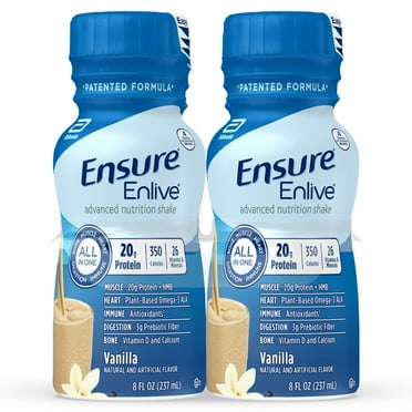 Ensure Enlive Meal Replacement Shake, 20g Protein, 350 Calories, Advanced Nutrition Protein Shake, Vanilla, 8 fl oz, 8 Bottles