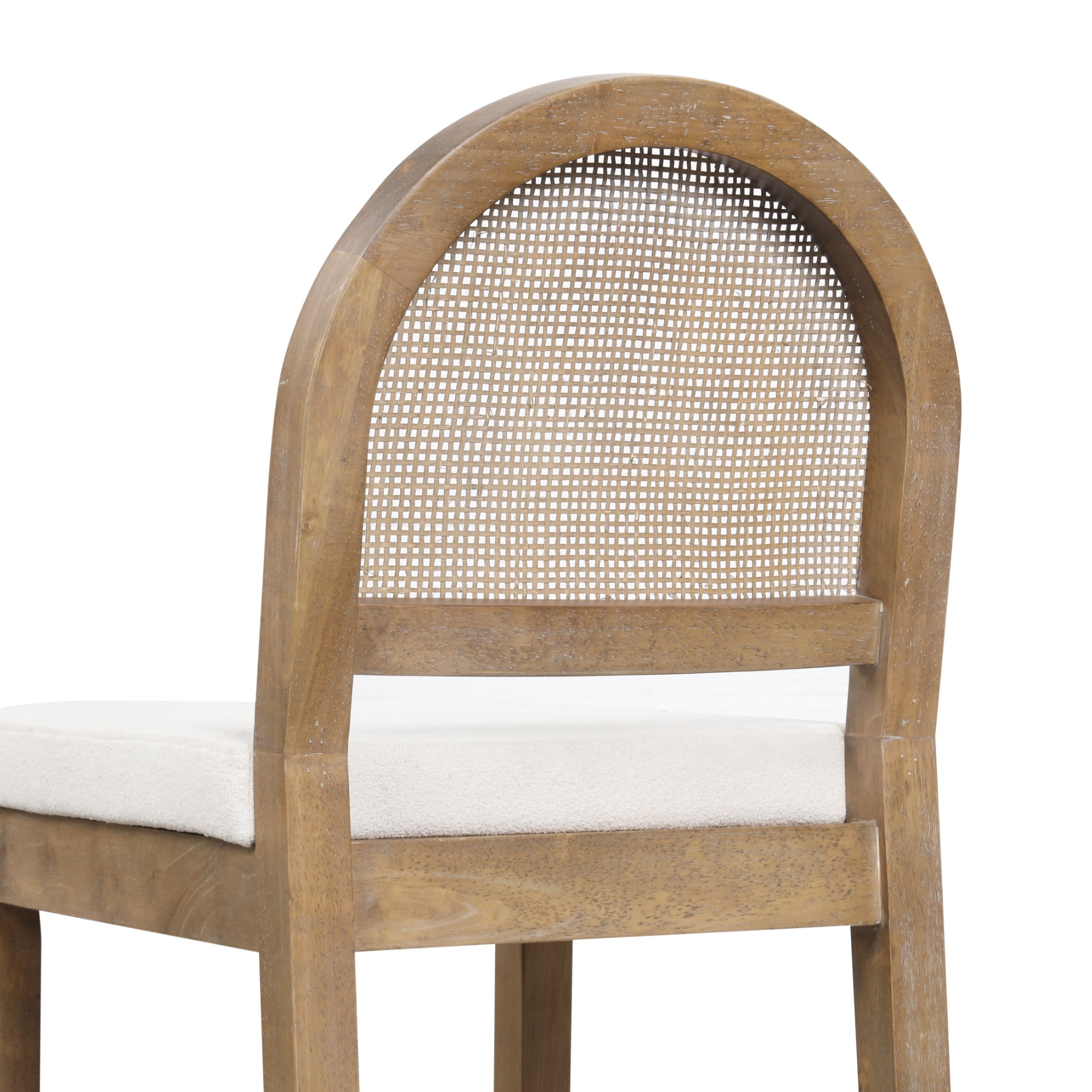 Nathan James Bailey Boucle Upholstered Rattan Bar Stool with Woven Back, Light Brown