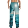 thumbnail image 3 of Goofa Turquoise Ocean Reflection Pattern Printed Soft Pajama Pants for Men, Wide Leg Comfy Casual Lounge Yoga Pants-Large, 3 of 9