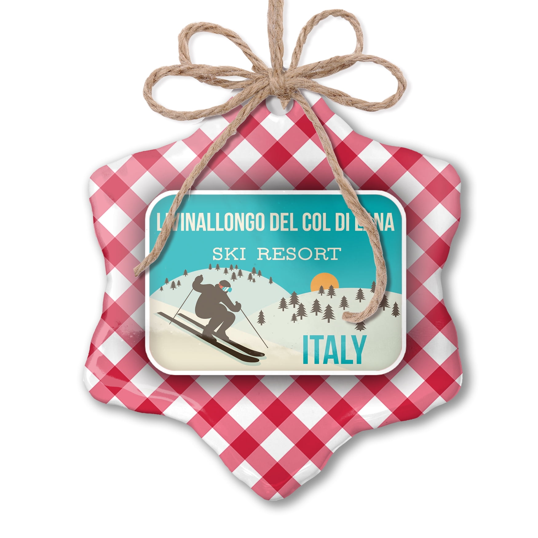 NEONBLOND Personalized Name Engraved Livinallongo del Col di Lana Ski Resort Italy Ski Resort Dogtag Necklace