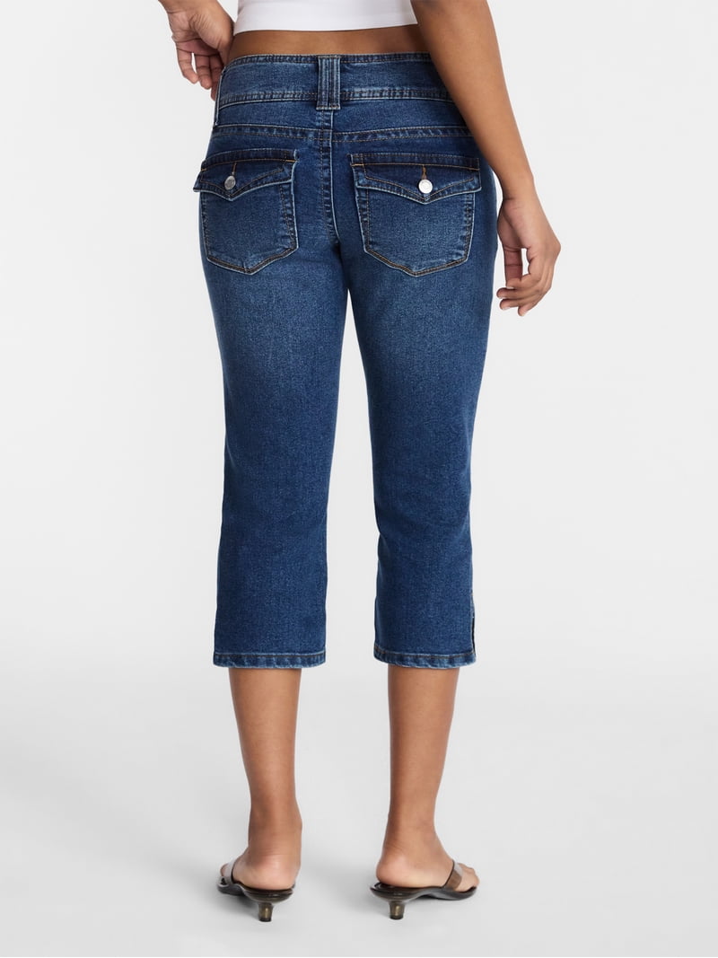 No Boundaries Low Rise Denim Capri Pants, 21