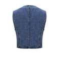 thumbnail image 3 of Zedker V-Neck Crop Jean Vest Top Sleeveless Women's Denim Summer Button Down Western Trendy Outfits Dark Blue Plus S, 3 of 5