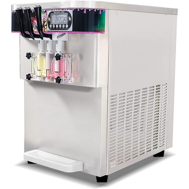 Kolice Commercial 3 flavors soft serve ice cream machine, yogurt ice cream  maker, 2+1 mixed flavors, upper hoppers refrigerated, auto counting, auto