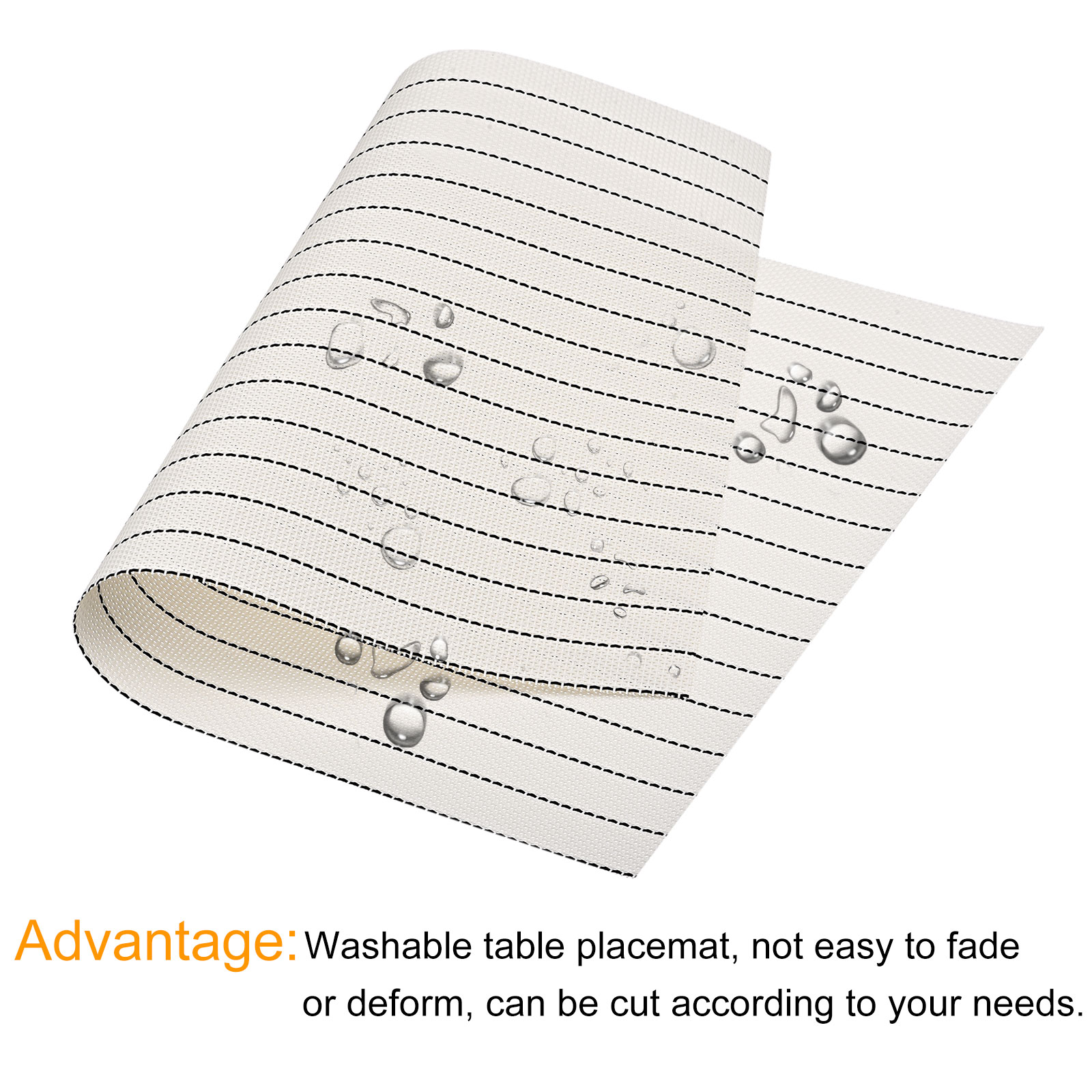 Unique Bargains PVC Washable Woven Place Mats for Dining Tables White 450x300mm 2 Pcs