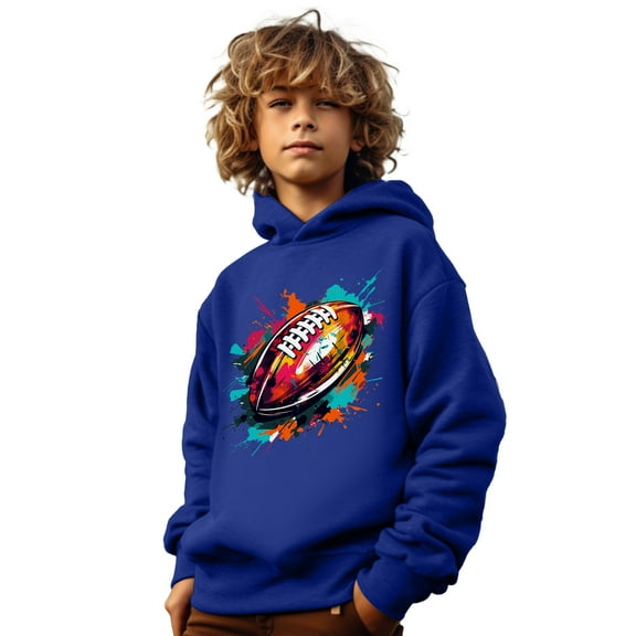 Cool American Football Print Boys Long Sleeve Hoodie, Stay Stylish And Cozy Sweatshirt - Perfect Spring Fall Winter Essential For Your Little Fashionista!