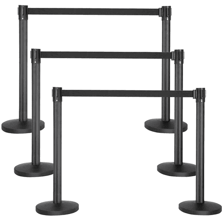 Yaheetech 6-Pack Stanchion with 6.5 Foot Retractable Belt Crowd Control Stanchion Queue Line Post Barrier