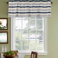 thumbnail image 3 of Beige Navy Blue Striped Curtain Valances for Windows, Kitchen Valance Window Treatments Panel 2 Pack, Farmhouse Stripes Modern Abstract Art Rod Pocket Short Curtains for Bathroom Bedroom 54 x 18 Inch, 3 of 8