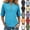 Sky Blue, variant on VJGBEGW Women Cotton Linen Tunic Tops Casual Half Sleeve 1/4 Button V Neck Shirts Loose Fit Summer Beach Vacation Blouse Sky Blue L