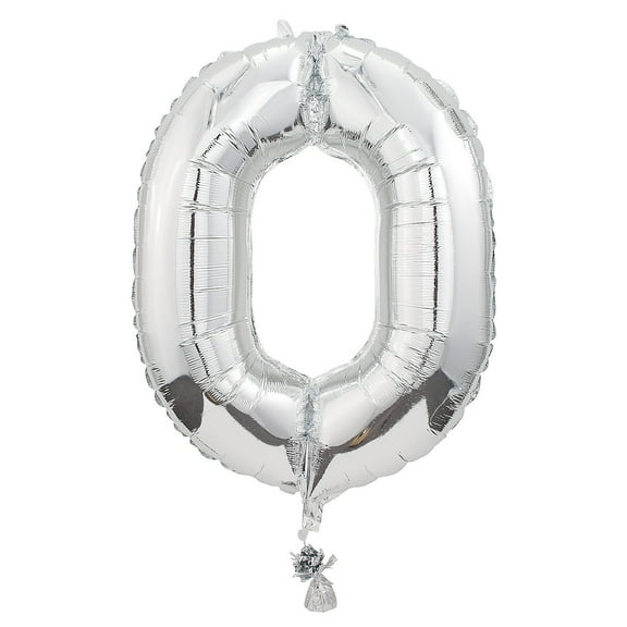 Fun Express - "0" Shaped Mylar Balloon for Birthday - Party Decor - Balloons - Mylar Balloons - Birthday - 1 Piece