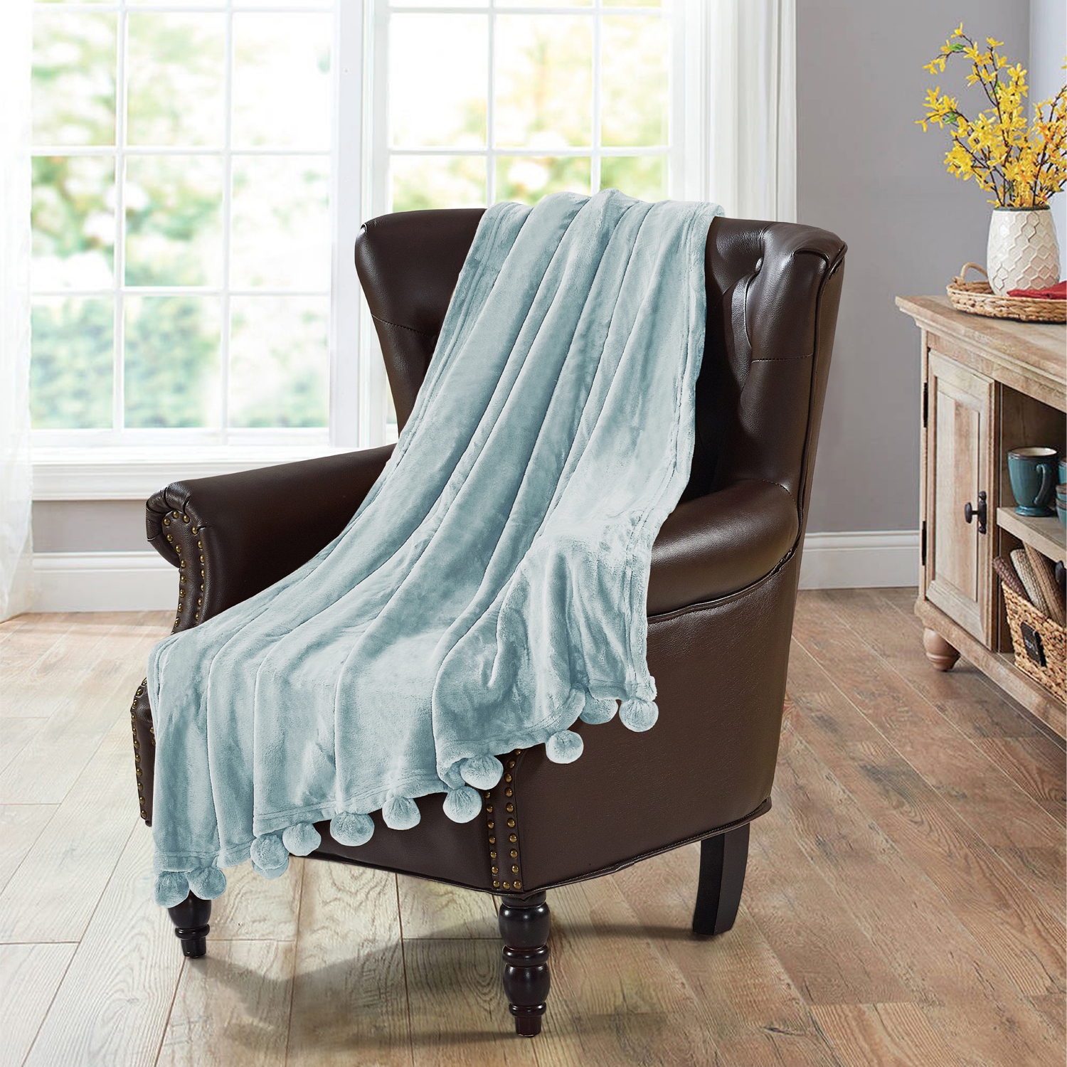 Moroccan Pom Pom Blanket/Throw 100% Wool by Artofvintagesouk