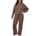 thumbnail image 4 of Wutalume Women's 2-Piece Casual Sportswear Set, Solid Color Pullover Hoodie and Drawstring Straight Leg Sweatpants, Athletic Outfit,Coffee M, 4 of 5