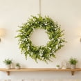 thumbnail image 4 of Corona de hojas artificiales de eucalipto 17,72 pulgadas - Plantas artificiales de plástico verde, tapices impermeables para puertas a prueba de sol, Spring Garden Decoración del salón, 4 of 9