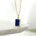 thumbnail image 5 of Gem Stone King 18K Yellow Gold Plated Silver Blue Created Sapphire Pendant Necklace for Women | 10.11 Cttw | Emerald Cut 14X10MM | With 18 inch Chain | Fine Jewelry Gifts for Her Mom Women Wife, 5 of 5