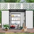 thumbnail image 1 of Remise de Rangement Extérieure en Résine 5x3 Pi Beige et Noire - Armoire de Jardin Verrouillable pour Patio, Terrasse et Cour / Rangement d'Outils Résistant aux Intempéries / Conception Durable en Polypropylène, 1 of 8