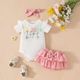 thumbnail image 2 of Ymyiu Cute Baby Girl Clothes Newborn Baby Girl Outfits Infant Letter Print Romper+Tutu Skirt Coming Home Clothes Set 3 6 Months (White,3-6 Months), 2 of 9