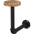 thumbnail image 4 of Tubo de metal y soporte de pared para sombrero y peluca de madera marrón, accesorios para motocicleta, soporte para casco, colgador de chaqueta, estante multifuncional montado en la pared (1 negr, 4 of 5