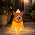 thumbnail image 4 of Gunhay Lighted Candy Corn Corgi Statue, 11.81" Cute Corgi Dressed in Candy Corn Costume, Handcrafted Resin Halloween Figurine with Glow, 4 of 7