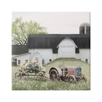 Stupell Industries Floral Bouquet Tractor Flower Field Barn Farmhouse Farmhouse Photography Gallery-Wrapped Canvas Print Wall Art, 36 x 36, Design by Lori Deiter
