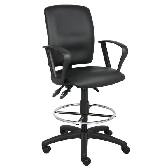 Boss Office Products B1647 Multi-Function Leatherplus Drafting Stool With Loop Arms
